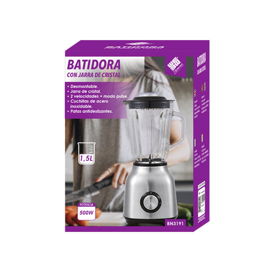 Batidora vaso 500W cristal 1.5L | ViamoMas