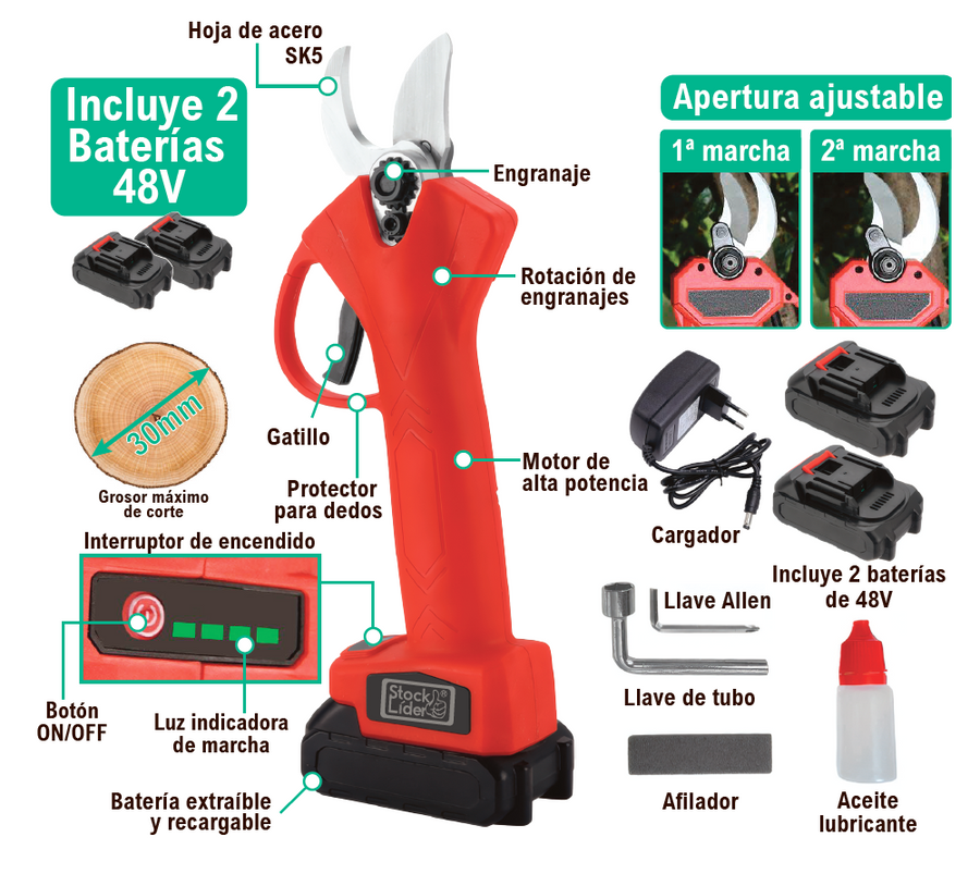 Tijeras para podar eléctricas SK5 2 baterías