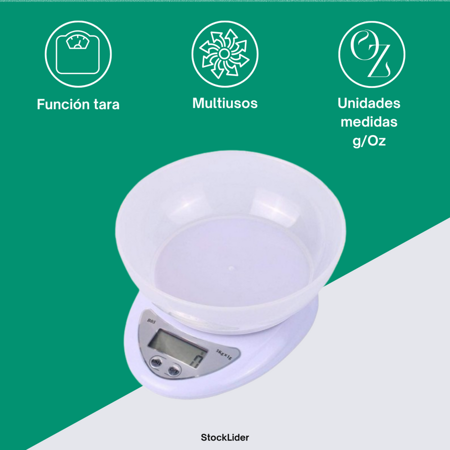 Báscula de cocina digital con tara 5 kg
