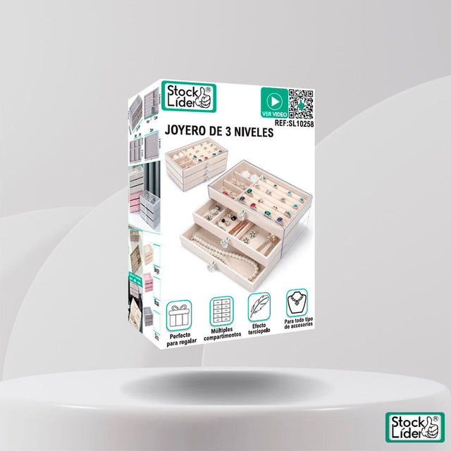 Joyero de 3 niveles para ordenar tus joyas