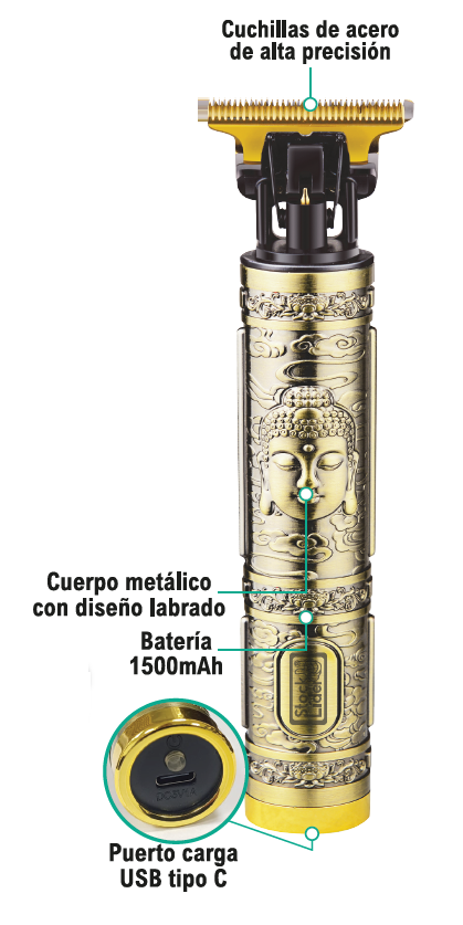 Maquinilla cortapelo USB-C de precisión