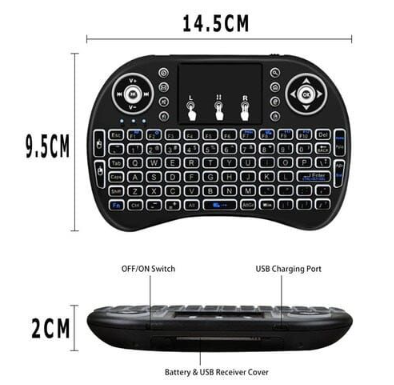 Mini teclado inalámbrico con touchpad LED