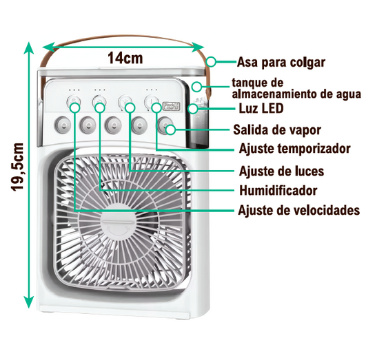 Ventilador con humidificador USB portátil