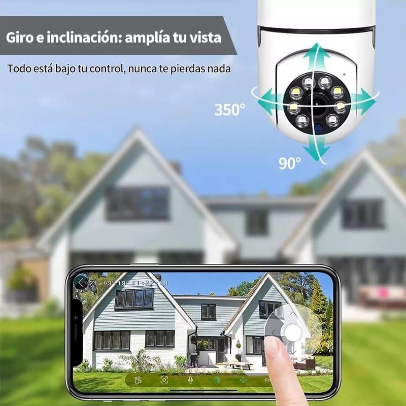 Cámara wifi bombilla 360° con app