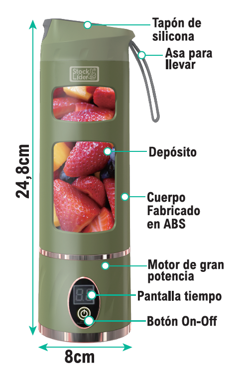 Batidora con pantalla portátil 450 ml