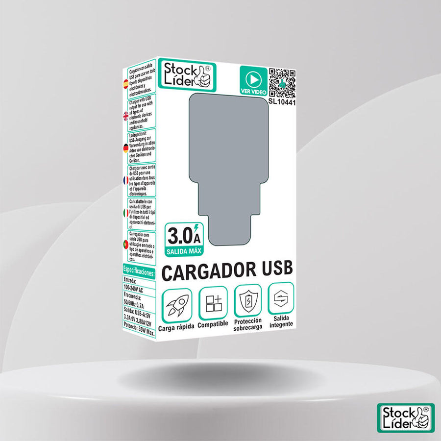 Cargador USB compacto para casa y viaje