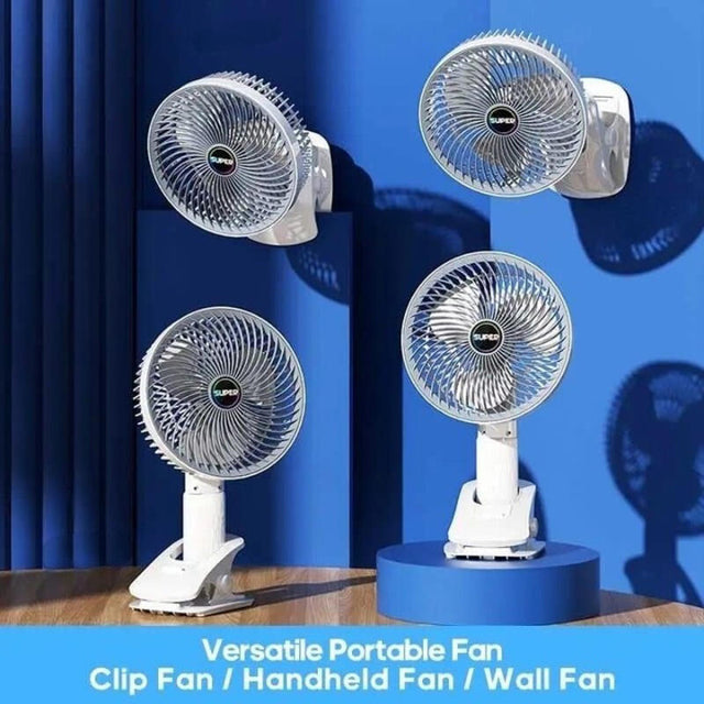 Ventilador portátil con pinza recargable
