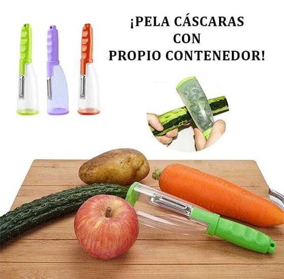 Pelador con contenedor para cocina