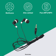 Auriculares 3.5 mm con sonido estéreo