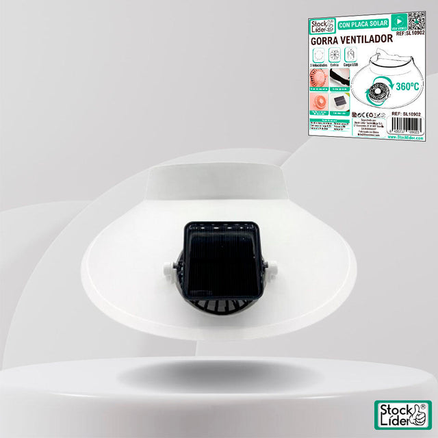 Gorra ventilador recargable USB y solar