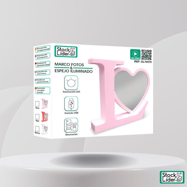 Espejo corazón portátil para maquillaje