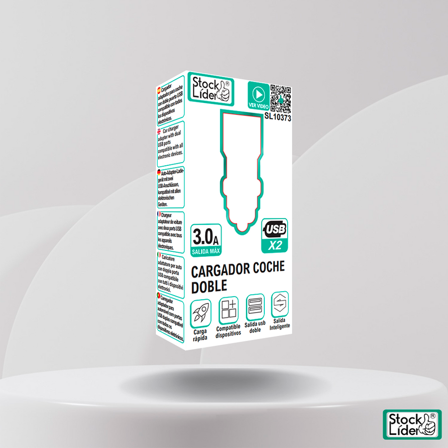 Cargador coche doble USB x2 compacto
