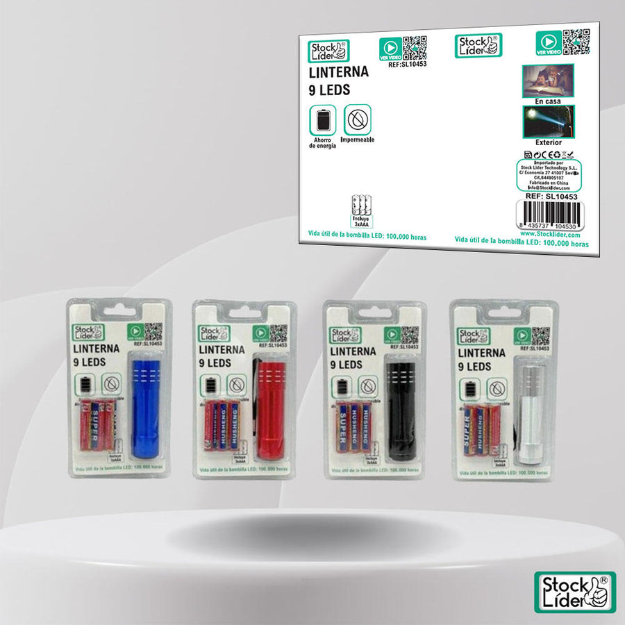 Linterna 9 LEDs compacta y resistente