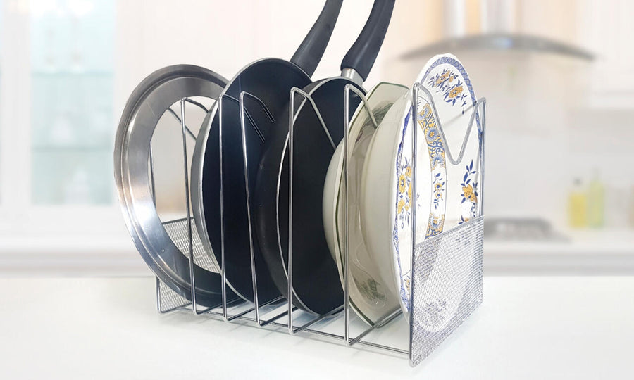 Organizador de sartenes y tapaderas cocina