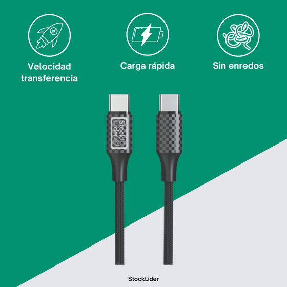 Cable USB C a USB C 1m carga rápida