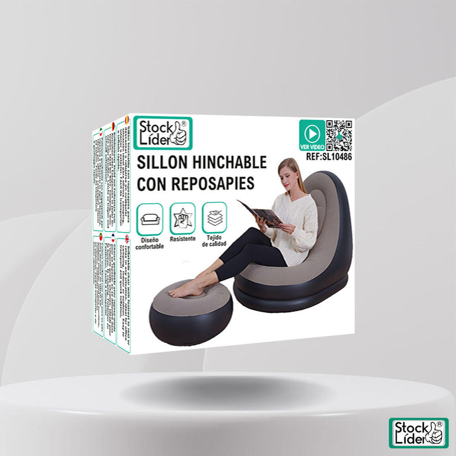 Sillón hinchable con reposapiés cómodo