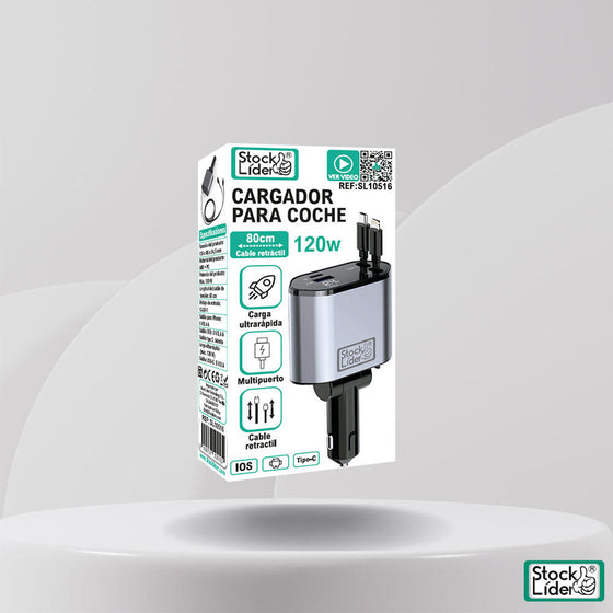 Cargador para coche 120W retráctil