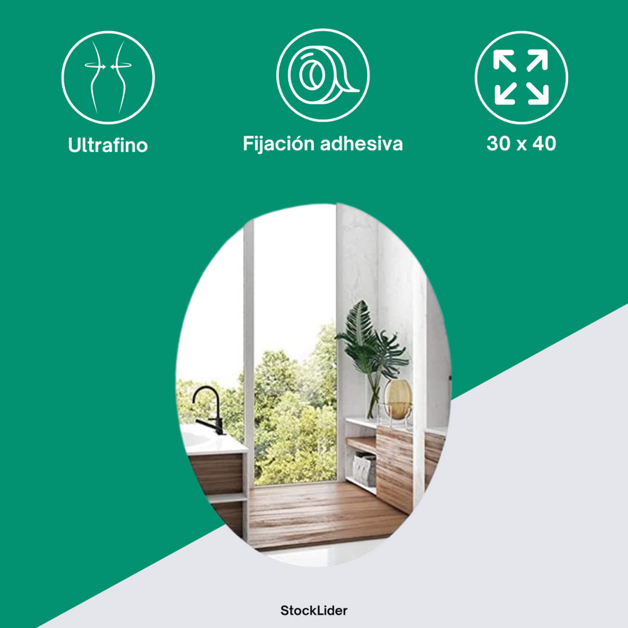 Espejo adhesivo flexible 30x40 sin taladro