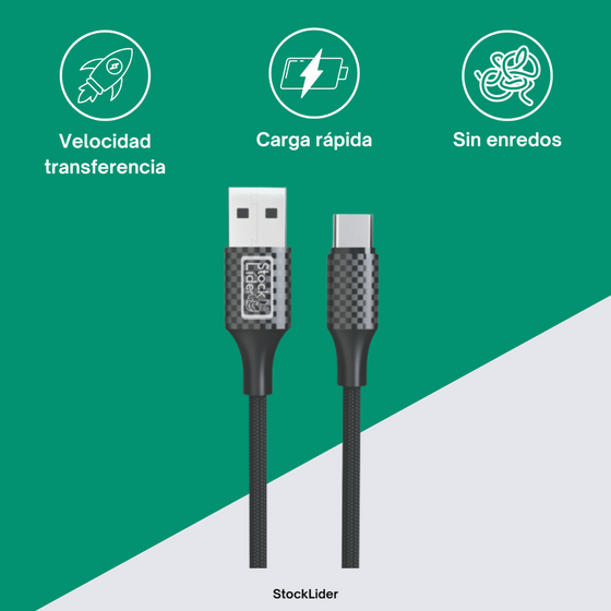 Cable USB Tipo C 1M carga rápida 2.4A