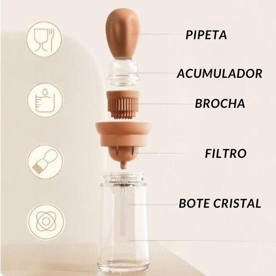 Bote aceite con brocha para cocina | ViamoMas