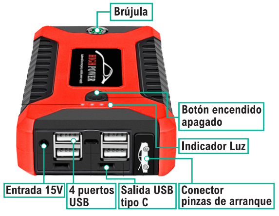 Arrancador de batería multifunción para coche
