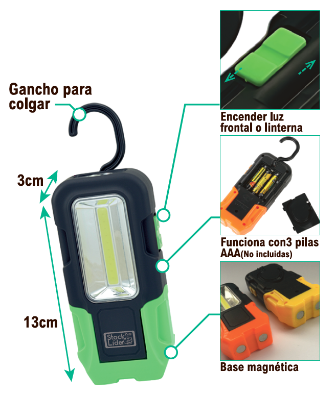 Lámpara de trabajo manos libres compacta