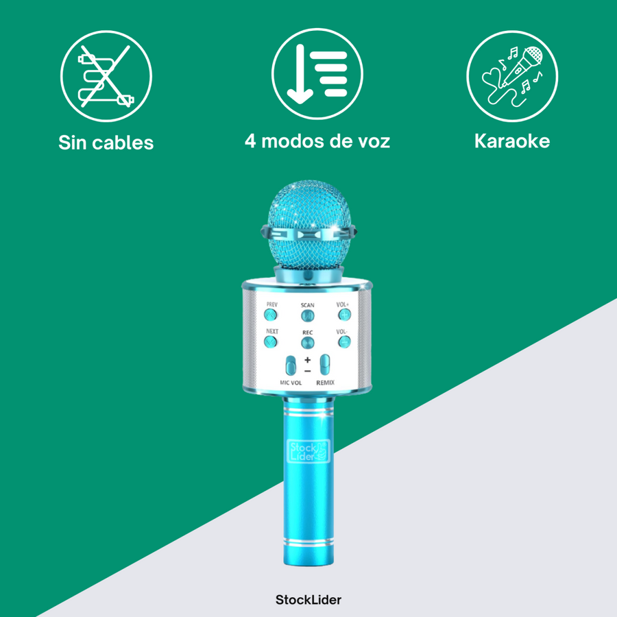 Micrófono karaoke Bluetooth 4 en 1
