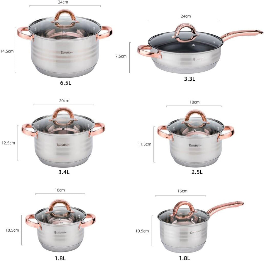 Batería de cocina 12 piezas inducción rosa