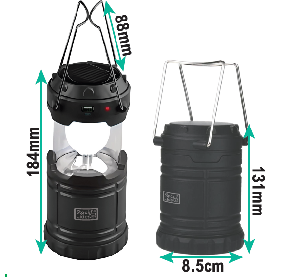 Lámpara camping solar y pilas portátil