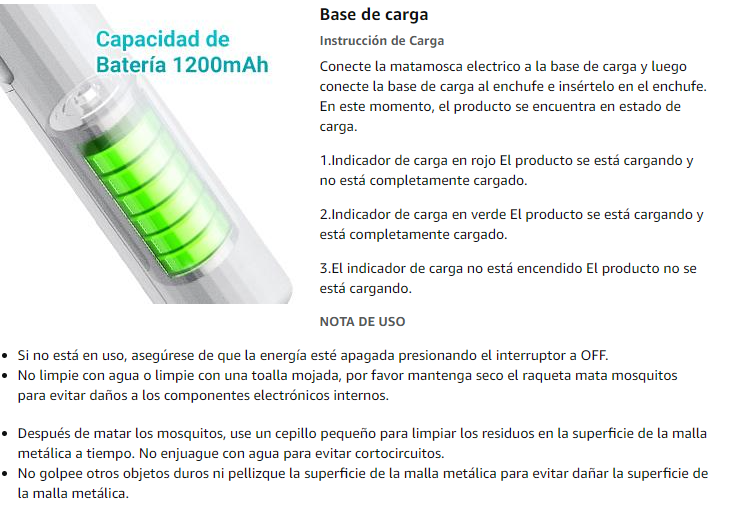 Matamoscas eléctrico recargable 2 en 1