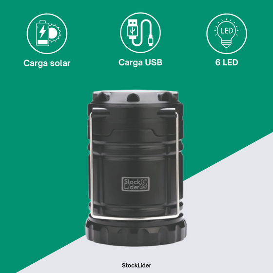 Lámpara camping solar y pilas portátil