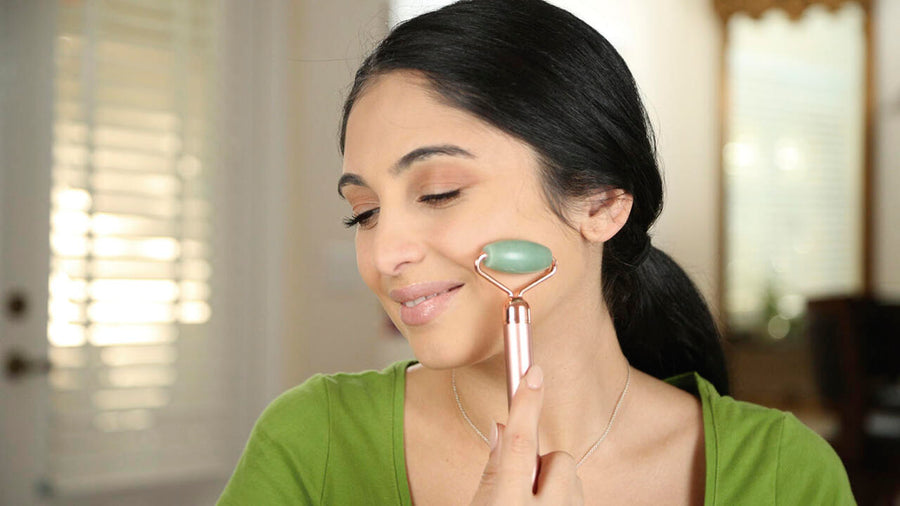 Rodillo de Jade con Vibración Facial
