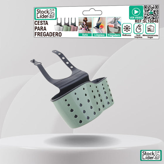 Cesta para fregadero adaptable y drenante