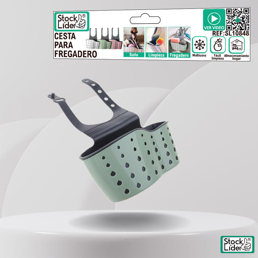 Cesta para fregadero adaptable y drenante