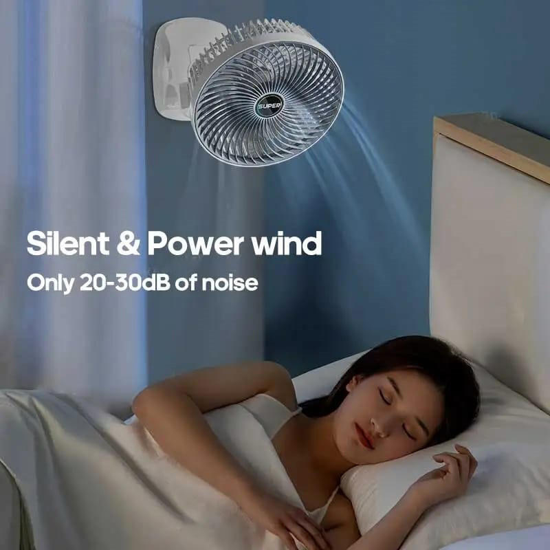 Ventilador portátil con pinza recargable