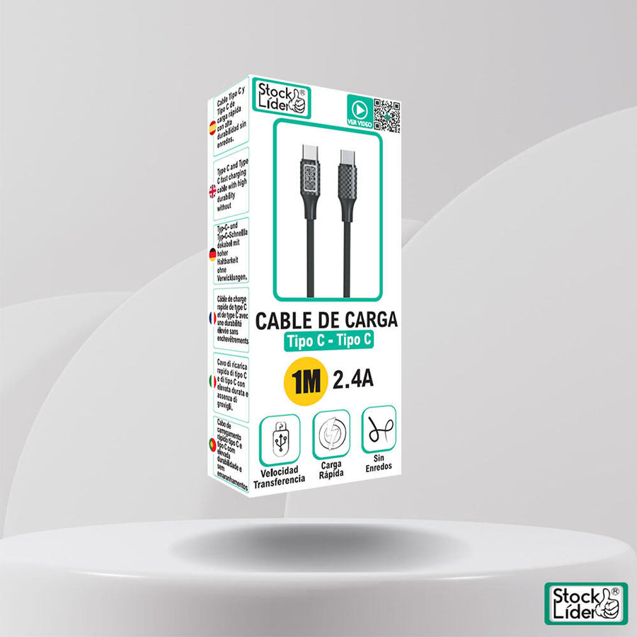 Cable USB C a USB C 1m carga rápida
