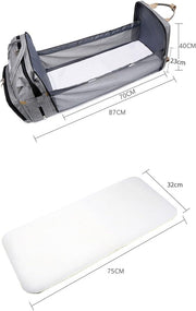 Mochila pañales con cuna plegable bebé
