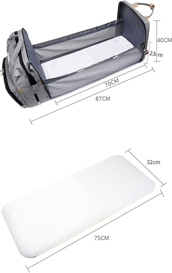 Mochila pañales con cuna plegable bebé