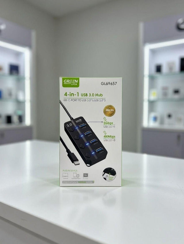 Hub USB 4 en 1 con interruptores