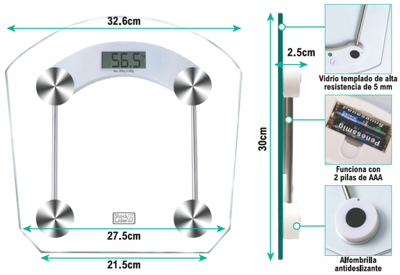 Báscula digital cuadrada precisa 180 kg