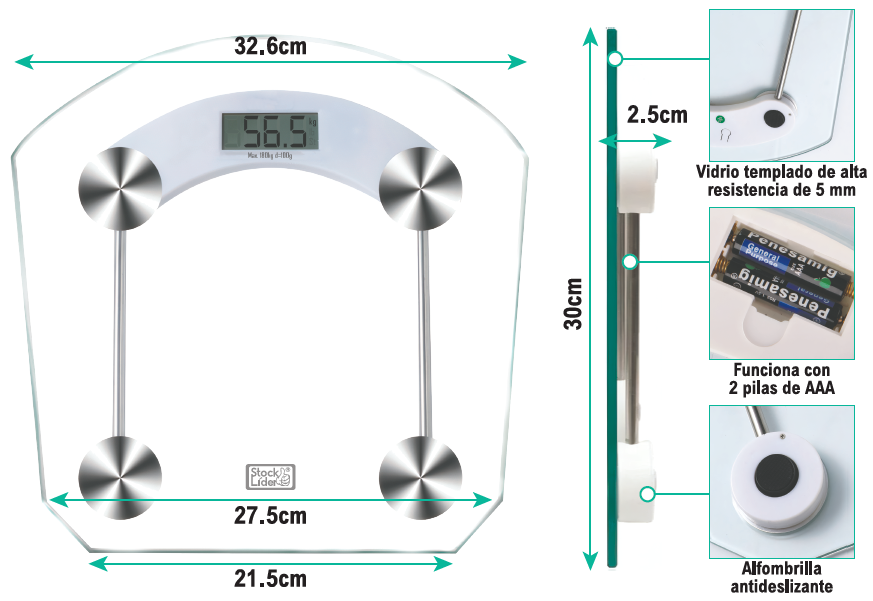 Báscula digital cuadrada precisa 180 kg