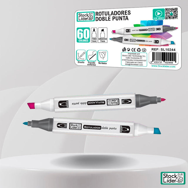Rotulador marcador doble 60 colores