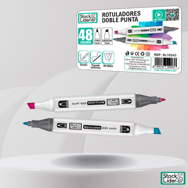 Rotulador marcador doble 48 colores