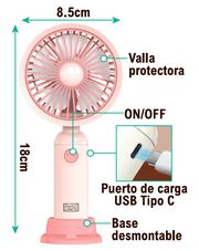 Ventilador portátil con base USB-C