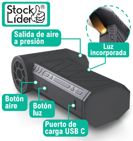 Mini soplador turbo recargable USB-C