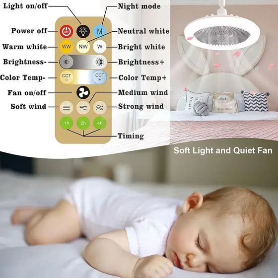 Lámpara ventilador techo LED con mando