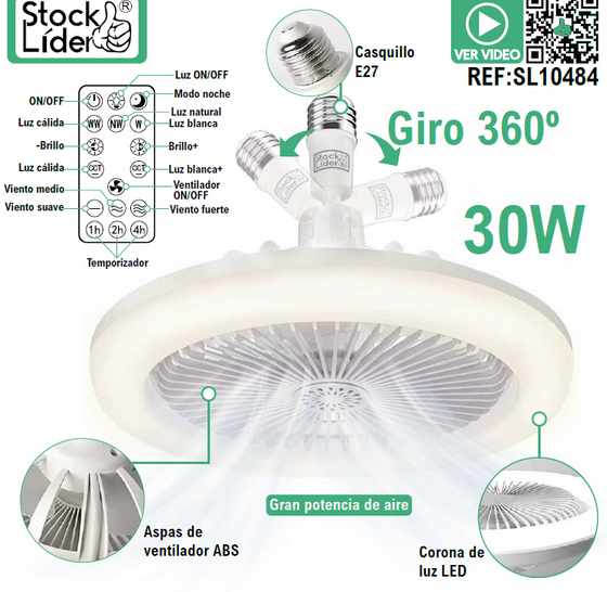 Lámpara LED con ventilador | Luz y frescor