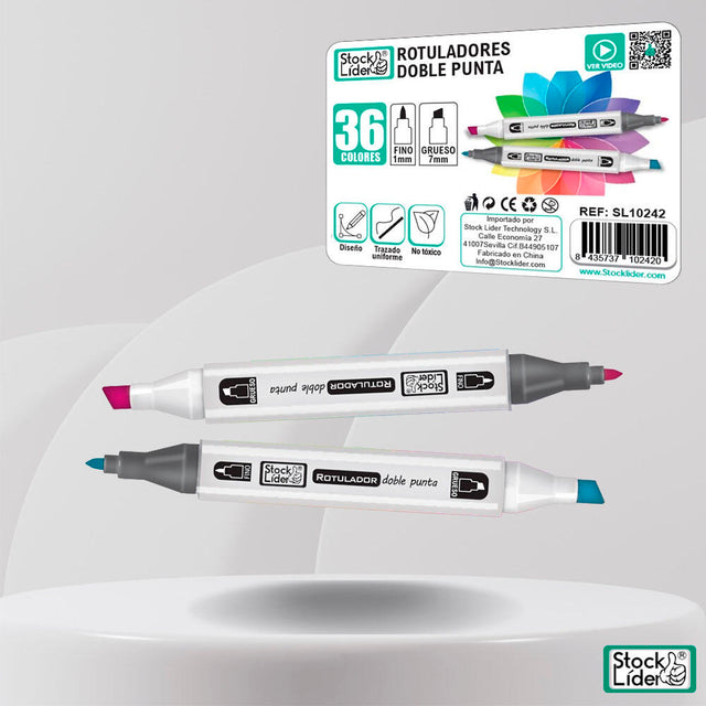 Rotulador marcador doble 36 colores