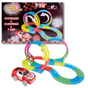Pista de carreras flexible glow para niños