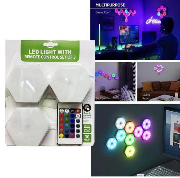 Set 3 luces LED colores con mando